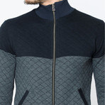 Blocked Zip-Up Sweater // Anthracite (XL)