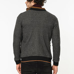 Zip-Up Sweater // Dark Grey + Orange (M)