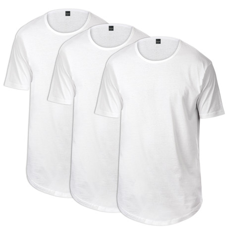 CB Tall Scallop Button Tee // White // 3-Pack (S)