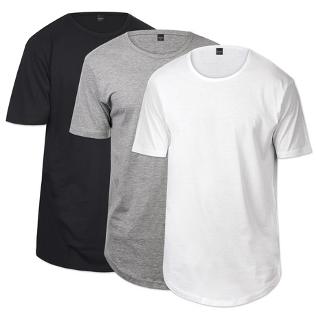 CB Tall Scallop Button Tee // Black + Heather Gray + White // 3-Pack (S)