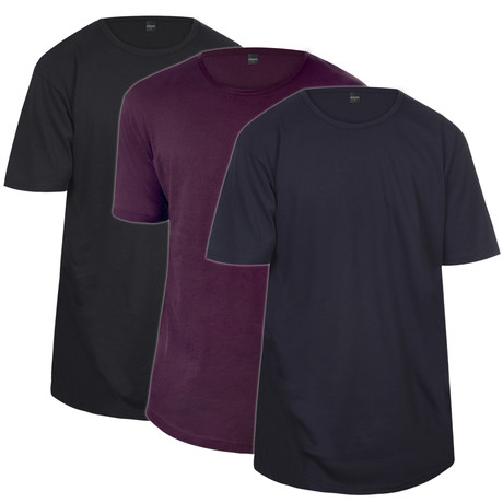 CB Tall Scallop Button Tee // Navy + Wine + Black // 3-Pack (S)