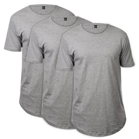 CB Tall Scallop Button Tee // Heather Gray // 3-Pack (S)
