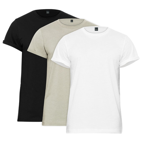 Rolled Cuff Jersey Tee // Black + White + Heather Gray // 3-Pack (S)