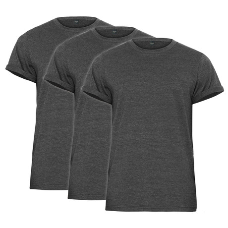 Rolled Cuff Jersey Tee // Charcoal // 3-Pack (S)