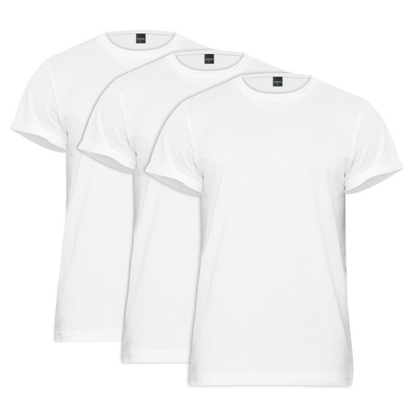 Rolled Cuff Jersey Tee // White // 3-Pack (S)