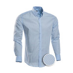 Davies Patterned Slim Fit Dress Shirt // Light Blue (M)