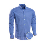 Patterned Slim Fit Dress Shirt // Lapis Blue (S)