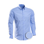 Mitchell Checkered Slim Fit Dress Shirt // Blue (XL)