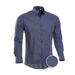 Ortiz Checkered Slim Fit Dress Shirt // Navy (L)