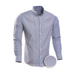 Pencil Stripe Slim Fit Dress Shirt // Grayish Blue (XL)