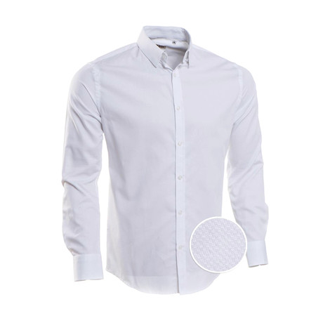 Solid Slim Fit Dress Shirt // White (XL)