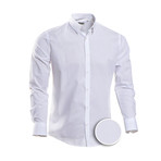 Hawkins Patterned Slim Fit Dress Shirt // White (S)