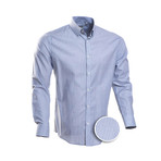 Striped Slim Fit Dress Shirt // Blue (M)