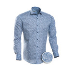 Ellison Patterned Slim Fit Dress Shirt // Geometric Blue (S)