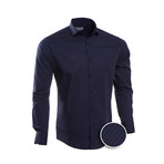 Patterned Slim Fit Dress Shirt // Oxford Blue (L)