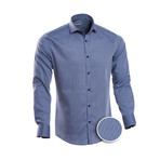 Schwartz Patterned Slim Fit Dress Shirt // Cornflower Blue (S)