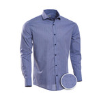 Pin Checkered Slim Fit Dress Shirt // Blue (L)