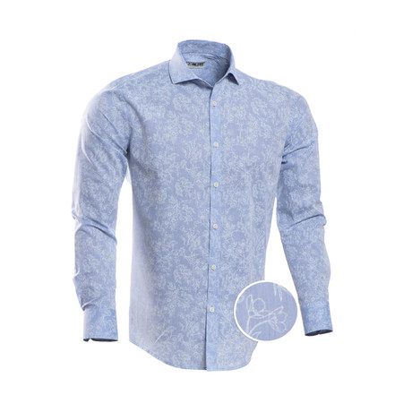 Cordova Patterned Slim Fit Dress Shirt // Floral Blue (S)