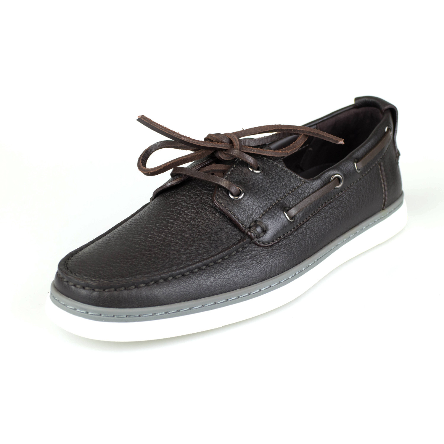 Ermenegildo Zegna // Leather Casual Boat Shoes // Brown (US: 5 ...