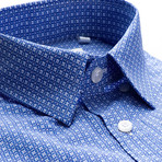 Patterned Slim Fit Dress Shirt // Lapis Blue (L)