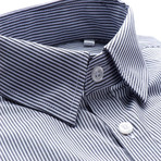 Pencil Stripe Slim Fit Dress Shirt // Grayish Blue (L)
