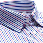 Striped Slim Fit Dress Shirt // Multicolor (L)