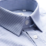 Striped Slim Fit Dress Shirt // Blue (S)