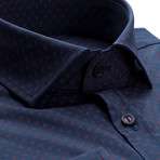 Patterned Slim Fit Dress Shirt // Oxford Blue (M)
