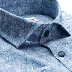 Ellison Patterned Slim Fit Dress Shirt // Geometric Blue (L)