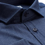 Ramirez Patterned Slim Fit Dress Shirt // Denim Blue (M)