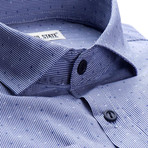Pin Checkered Slim Fit Dress Shirt // Blue (M)