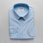 Davies Patterned Slim Fit Dress Shirt // Light Blue (S)