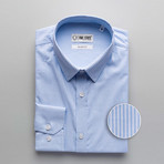 Pencil Stripe Slim Fit Dress Shirt // Sky Blue (2XL)