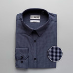 Ortiz Checkered Slim Fit Dress Shirt // Navy (L)