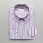 Mendoza Striped Slim Fit Dress Shirt // Purple (S)