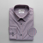 Strong Striped Slim Fit Dress Shirt // Wine + Gray (XL)