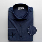Ramirez Patterned Slim Fit Dress Shirt // Denim Blue (L)