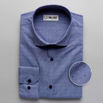 Pin Checkered Slim Fit Dress Shirt // Blue (L)