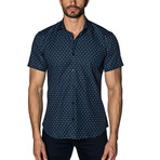Scooters Short Sleeve Button-Up Shirt // Navy (S)