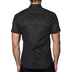 Woven Short Sleeve Button-Up // Black (S)