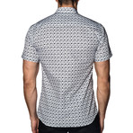 Woven Short Sleeve Button-Up // White + Black Scooters (XS)