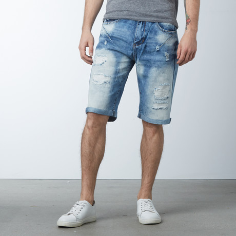 Distressed Denim Shorts // Light Blue (30)