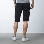 Denim Double Zipper Moto Shorts // Black (36)