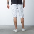 Denim Double Zipper Moto Shorts // White (34)