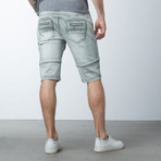 Colored Denim Moto Shorts // Olive (30)