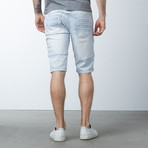 Colored Denim Moto Shorts // Sky Blue (30)