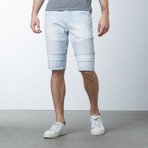 Colored Denim Moto Shorts // Sky Blue (30)