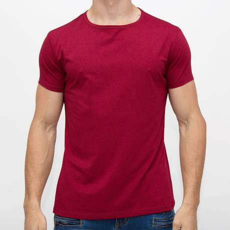 Men's Crew Neck T-Shirt // Burgundy (S)
