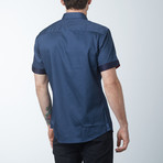Ornate Short Sleeve Shirt // Navy (S)