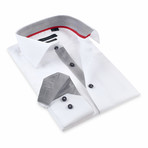 Button-Up Shirt // White + Gray (L)